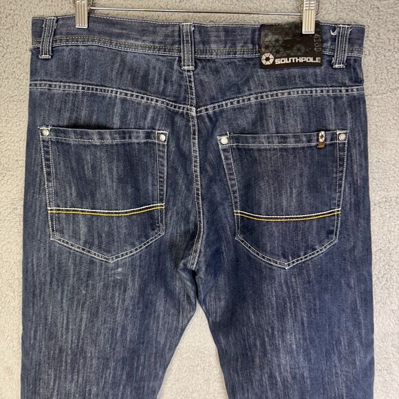 Southpole 4180 Jeans Mens 38x29 Dark Wash Denim Baggy Y2K Skater Hip‎ Hop - Picture 8 of 11